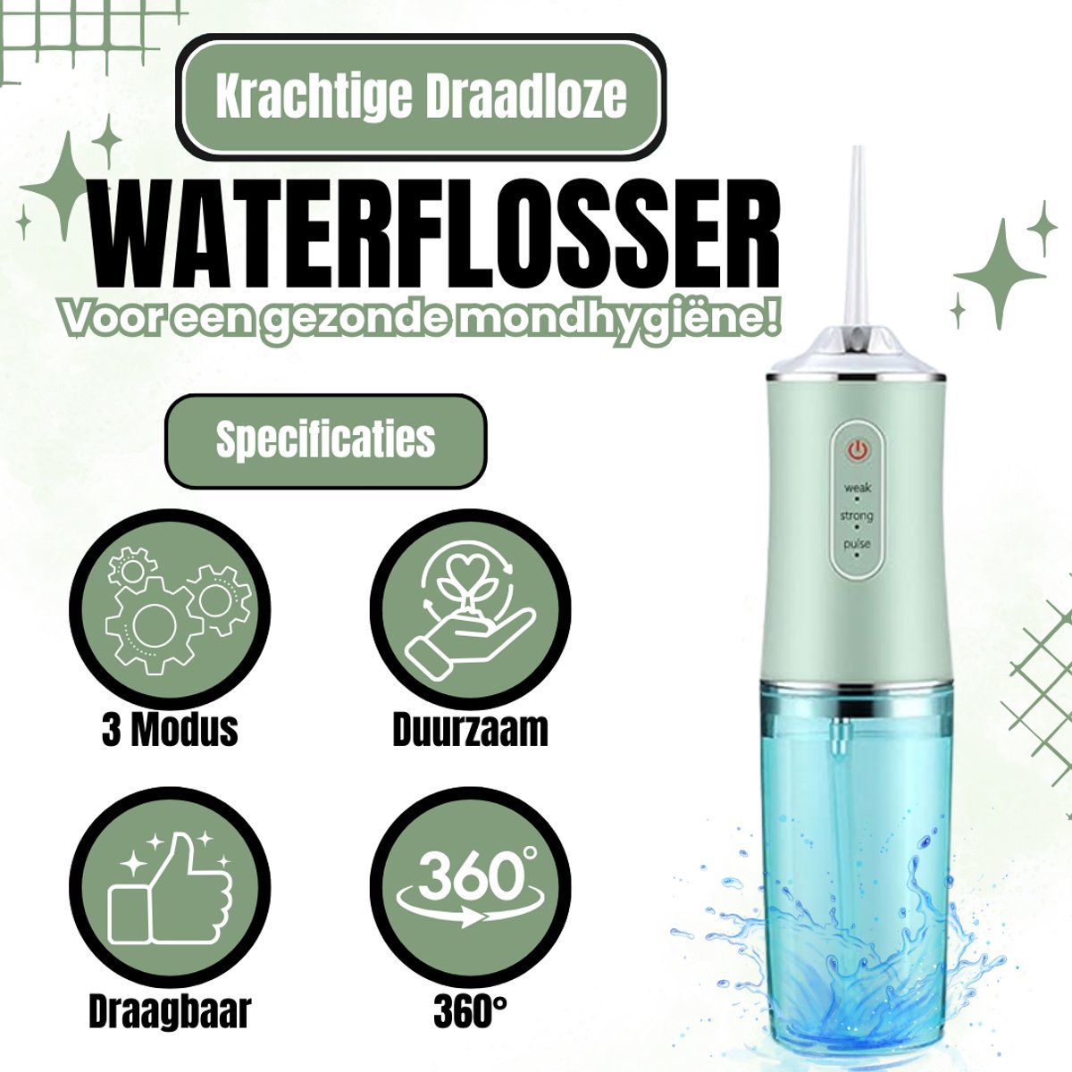 Wat vinden we goed aan de Pleasysmile Waterflosser Draadloos Elektrisch Flosapparaat