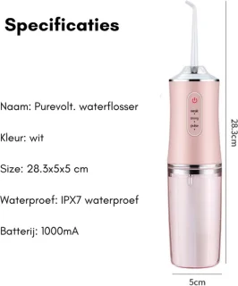 PureVolt Waterflosser Draadloos Wit 240ml
