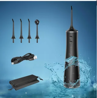 PureVolt Waterflosser Zwart Draadloos 300ml 4 Opzetstukjes