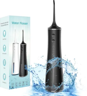 PureVolt Waterflosser Zwart Draadloos 300ml 4 Opzetstukjes
