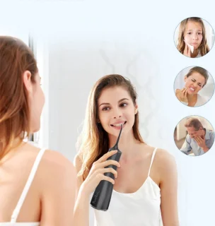 PureVolt Waterflosser Zwart Draadloos 300ml 4 Opzetstukjes