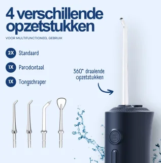 RYER Waterflosser Draadloos met 4 Opzetstukken