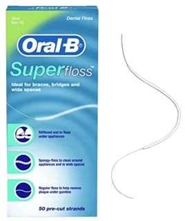 De SuperFloss Tandfloss Voorgeknipt 50 stuks in één oogopslag
