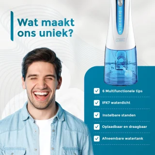 V-Goods Waterflosser Draadloos Met 6 Opzetstukken En Etui