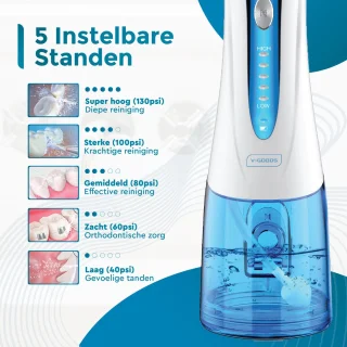 V-Goods Waterflosser Draadloos Met 6 Opzetstukken En Etui
