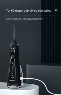 Visioware Monddouche Draadloze Waterflosser Zwart