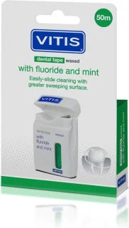 Vitis Waxed Dental Tape Fluoride & Mint 3-pack 50m