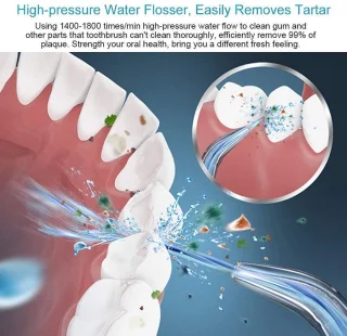 Waterflosser Draadloos IPX7 Waterdicht met 4 Opzetstukken Wit