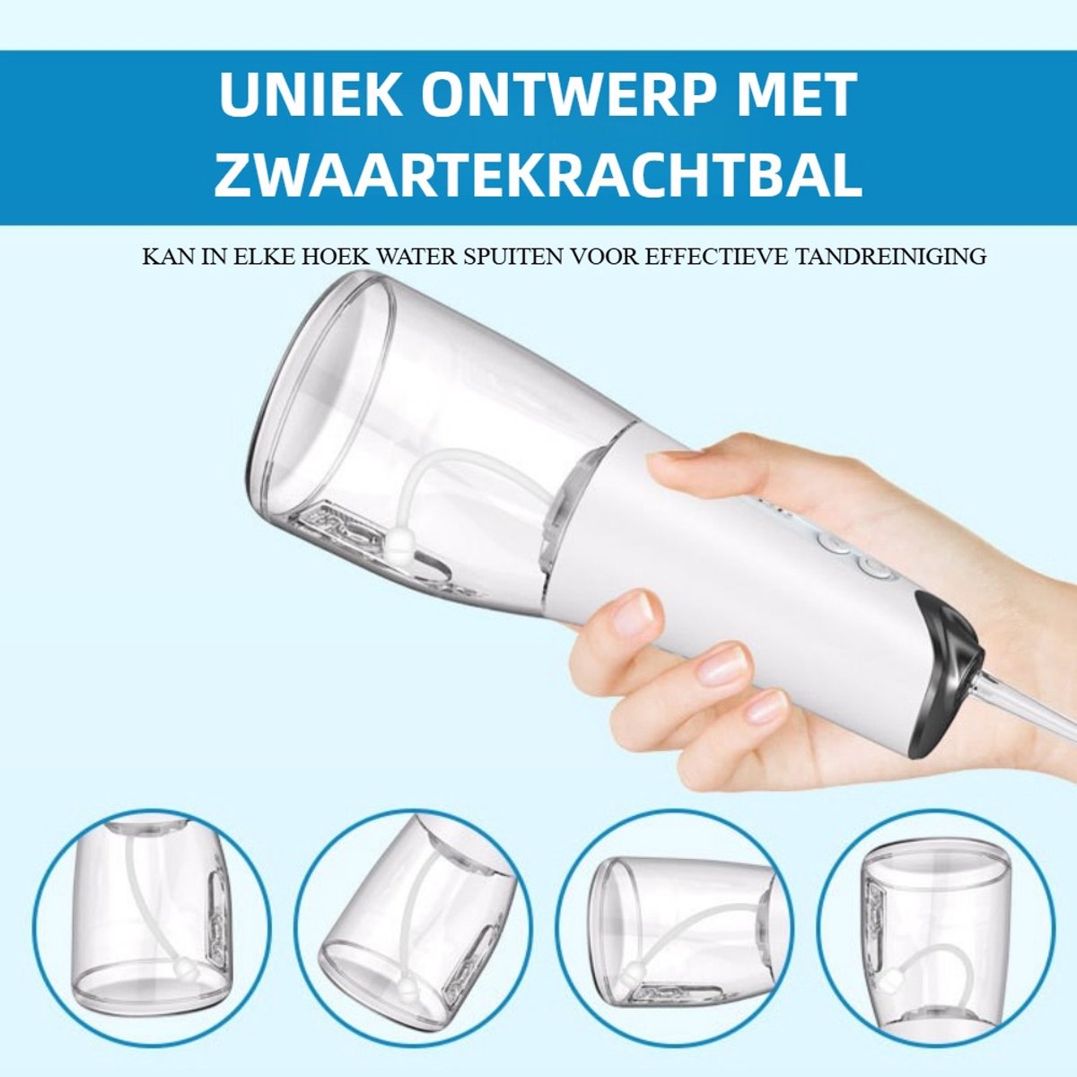 Wat vinden we goed aan de Waterflosser Draadloos Monddouche 300ML Wit