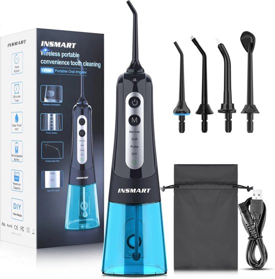 Waterflosser Draadloos Monddouche Zwart Blauw review