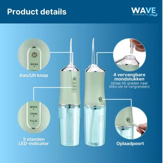 Waterflosser Elektrische Draadloze Monddouche met Opzetstukken