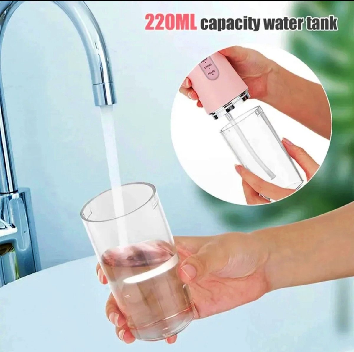 Wat vinden we goed aan de Waterflosser Monddouche 4 Opzetstukken Lichtroze USB Oplaadbaar