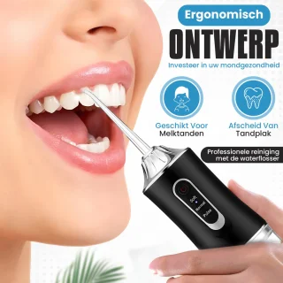 Waterflosser Monddouche Elektrisch Draadloos Zwart