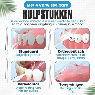 Waterflosser Monddouche Elektrisch Draadloos Zwart