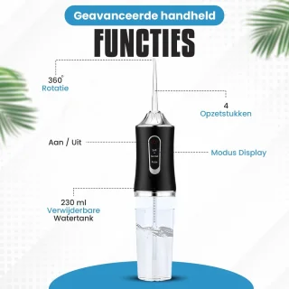 Waterflosser Monddouche Elektrisch Draadloos Zwart