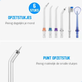 Waterflosser Opzetstukjes Set voor H2OFloss, iSmile, BOME, PositiveLife HF-6
