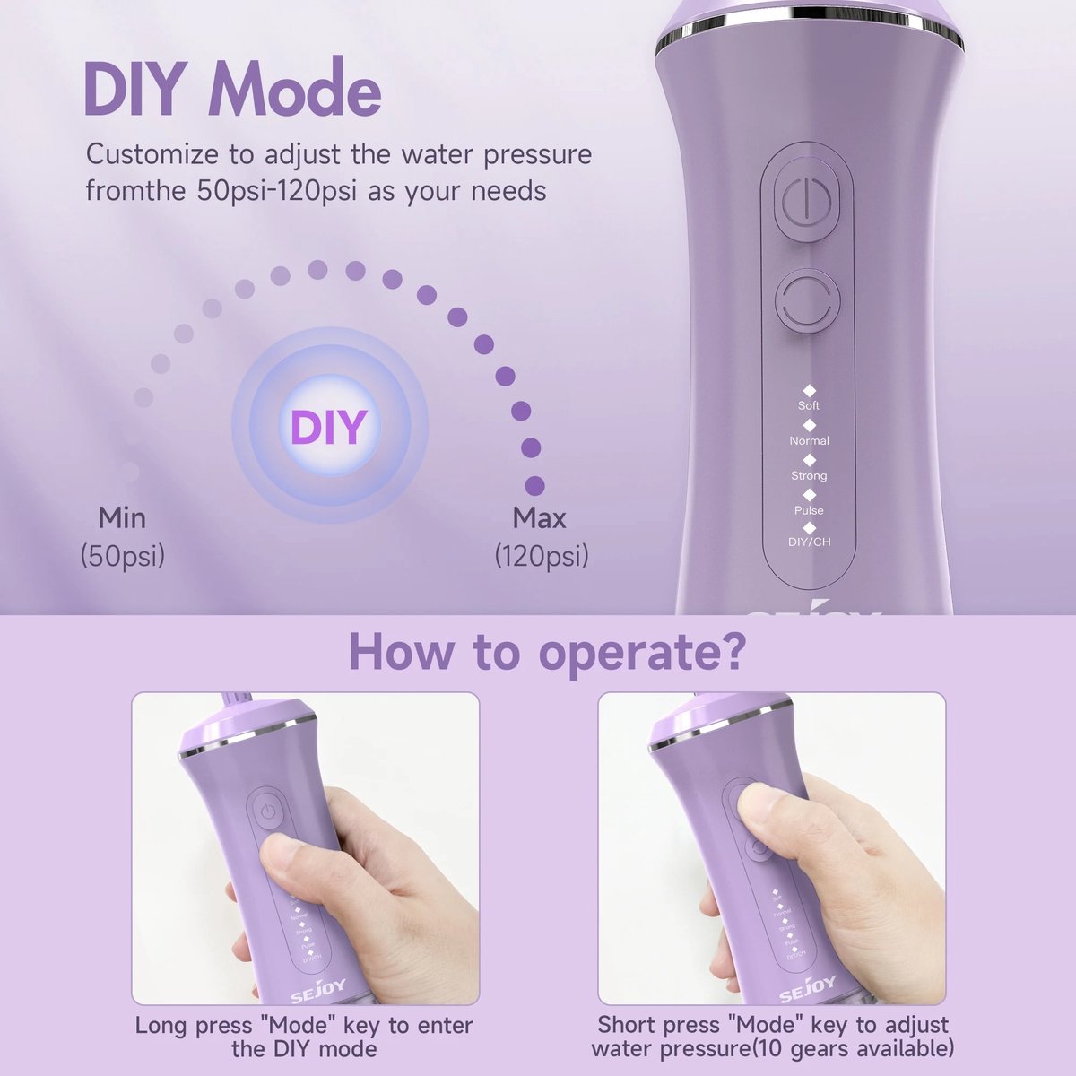 Wat vinden we goed aan de Waterpik Waterflosser Draadloos Paars 350ML 7 Opzetstukken