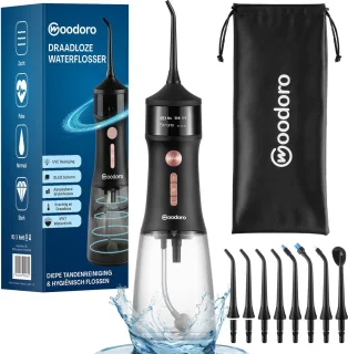 Woodoro Waterflosser OLED Display 335ml Zwart