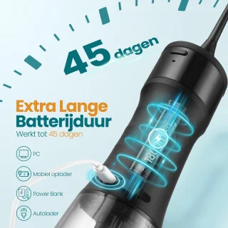 Woodoro Waterflosser OLED Display 335ml Zwart