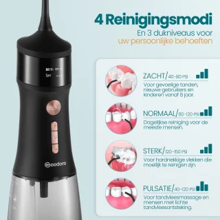 Woodoro Waterflosser OLED Display 335ml Zwart
