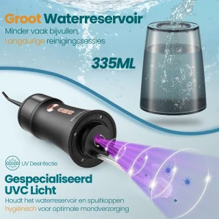 Woodoro Waterflosser OLED Display 335ml Zwart