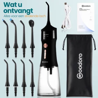 Woodoro Waterflosser OLED Display 335ml Zwart