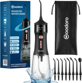 Woodoro Waterflosser OLED Display 335ml Zwart