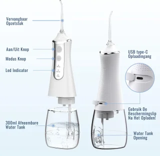 YHS WaterFlosser Draadloos Roze 5 Opzetstukken