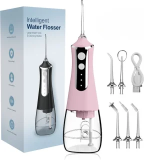 YHS WaterFlosser Draadloos Roze 5 Opzetstukken