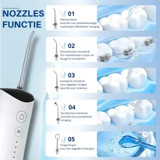 Zeri Waterflosser Elektrisch Draadloos met 5 Opzetstukken