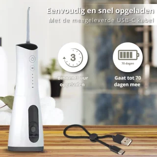Zeri Waterflosser Elektrisch Draadloos met 5 Opzetstukken