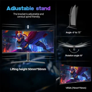 Ultrascherp Beeldscherm – Curved Monitor – Ultrawide Scherm – Gaming Monitor – Computerscherm – 34 Inch – 3440x1440 Resolutie – 165Hz Verversingssnelheid