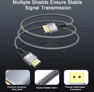 DisplayPort naar HDMI 8K @60Hz 2K @165Hz 4K @144Hz 2M nylon gevlochten DP-kabel 1.4 compatibel met HDR10 FreeSync G-Sync voor pc-monitor gaming grafische kaart - 2 zoekwoorden: hoge resolutie, hoge vernieuwingsfrequentie .