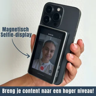 Fliq Gear - Magnetische Selfie Vlog Monitor - Geschikt voor Android en iPhone Telefoons - Ideaal voor Selfies, Vlogs, Live Streams en Video-opnames - JERMI