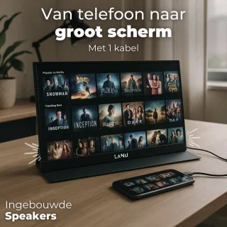 Portable Monitor Flex 16" - 2K Resolutie - 100% sRGB - Ingebouwde Speakers - Draagbare Monitor voor Laptop - USB-C & HDMI - IPS Display - Plug & Play