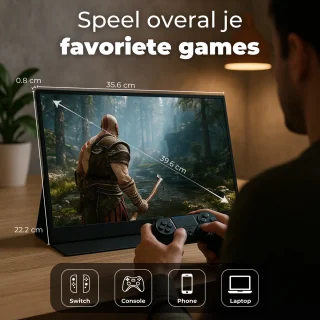 Portable Monitor Flex 16" - 2K Resolutie - 100% sRGB - Ingebouwde Speakers - Draagbare Monitor voor Laptop - USB-C & HDMI - IPS Display - Plug & Play