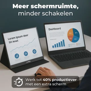 Portable Monitor Flex 16" - 2K Resolutie - 100% sRGB - Ingebouwde Speakers - Draagbare Monitor voor Laptop - USB-C & HDMI - IPS Display - Plug & Play