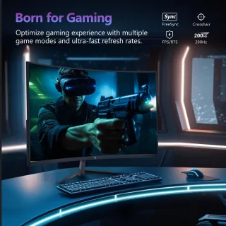 Z-EDGE UG27 Curved Gaming Monitor - FHD 1920x1080P - 27 Inch- 200Hz - MPRT 1ms - HDMI 2.0 & DisplayPort 1.4 - Zwart
