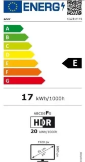 Acer KG241Y P3bip 23.8" FHD Monitor Zwart