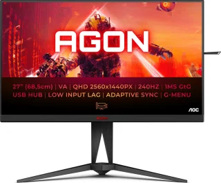 AOC AG275QZN/EU 27" Quad HD Monitor Zwart Rood