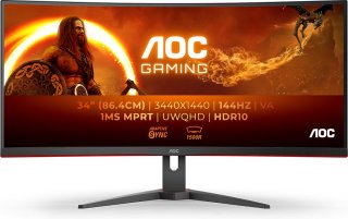 AOC CU34G2XE 34 Inch WQHD Ultrawide Curved Gaming Monitor