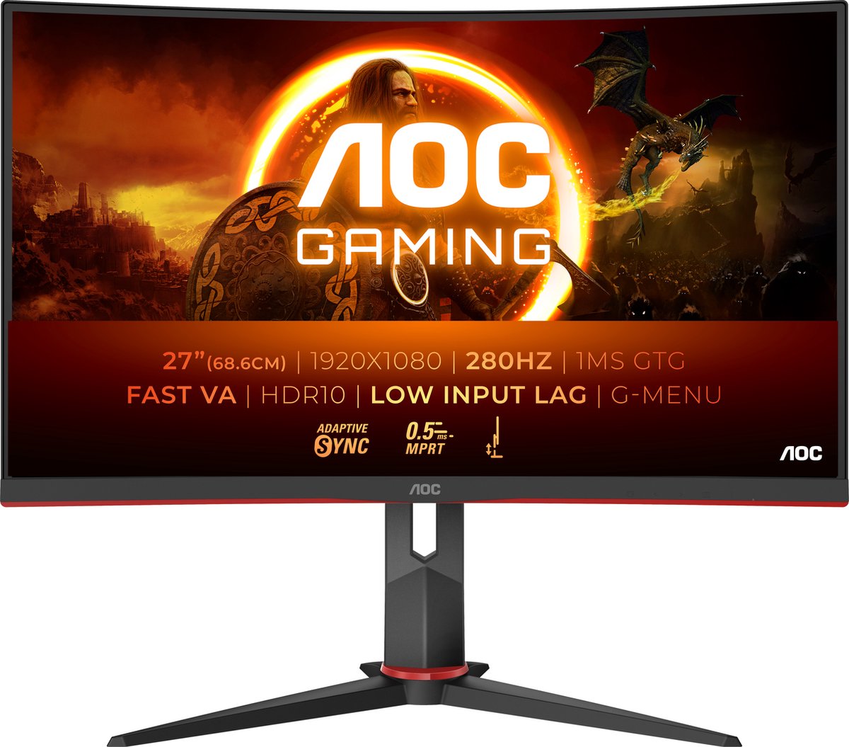 De AOC G2 C27G2Z3/BK 27 inch Curved Gaming Monitor in één oogopslag