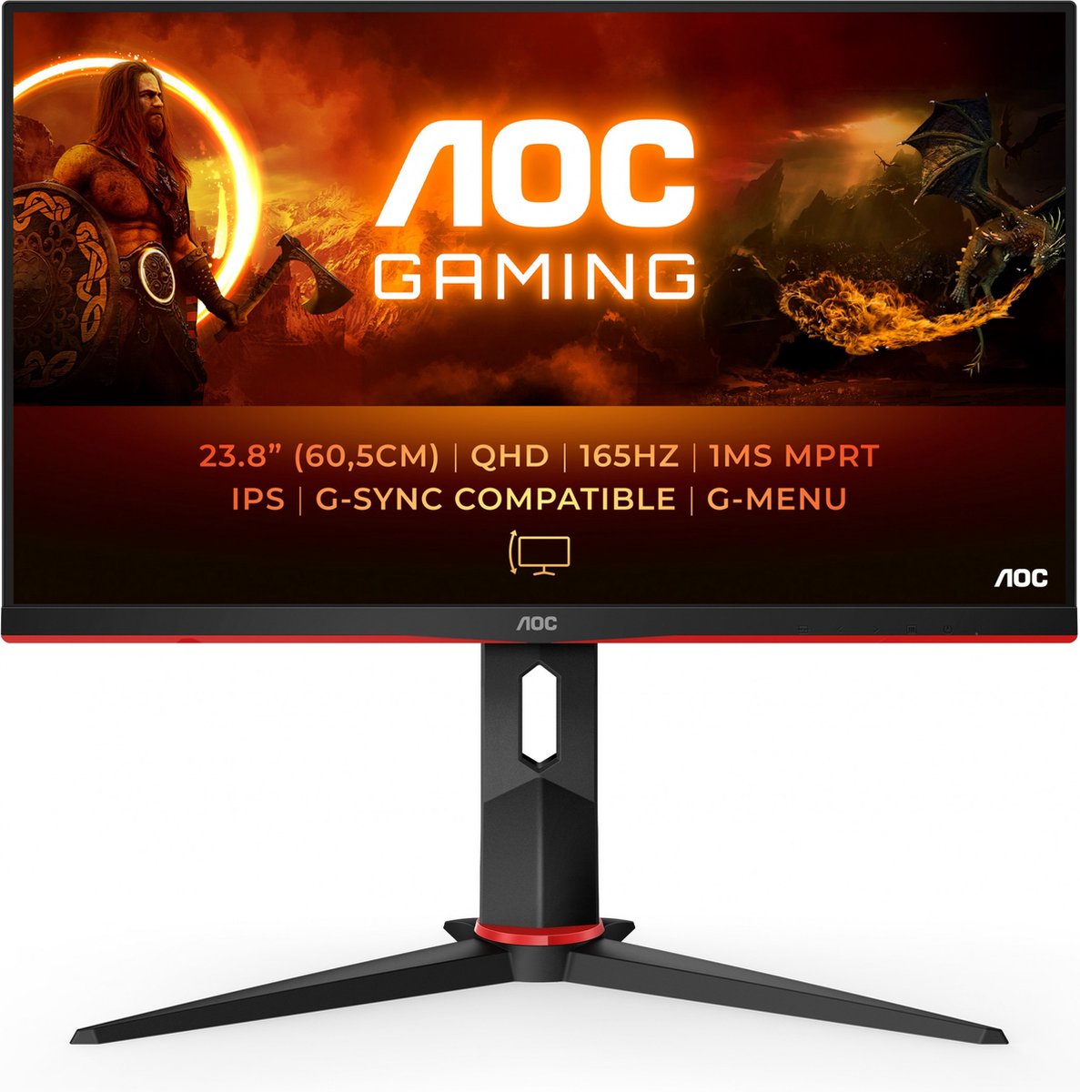 De AOC Q24G2A 24 Inch QHD IPS Gaming Monitor in één oogopslag
