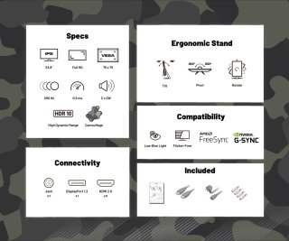 Écran PC Gaming 23,8" IPS FHD 200Hz Camouflage