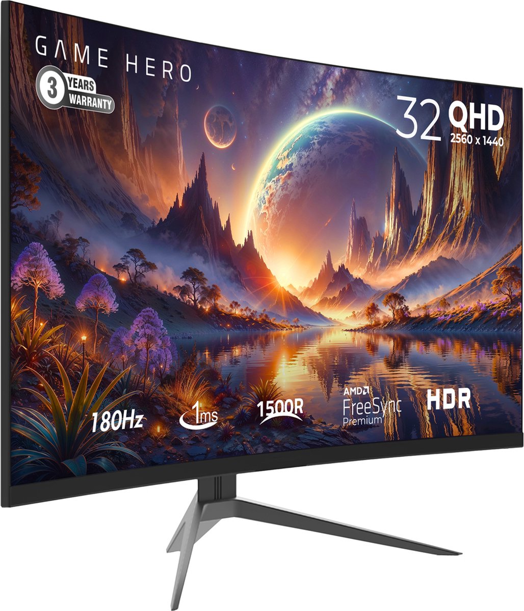 GAME HERO 32 inch Curved QHD VA Gaming Monitor