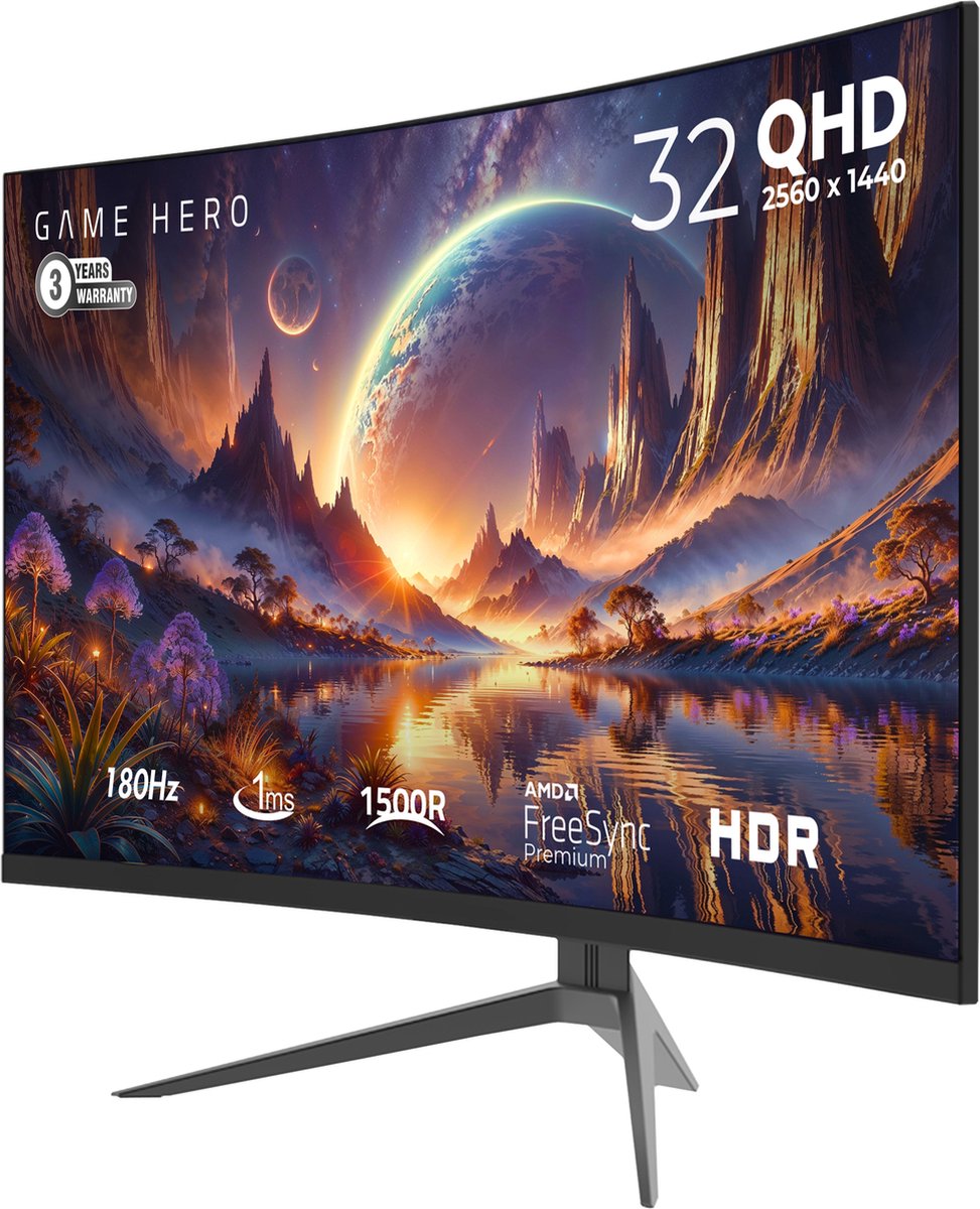 GAME HERO 32 inch Curved QHD VA Gaming Monitor