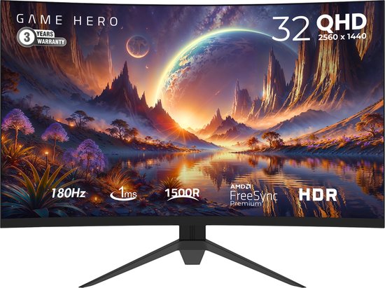 GAME HERO 32 inch Curved QHD VA Gaming Monitor