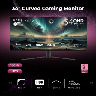 GAME HERO 34 inch QHD Curved Gaming Monitor
