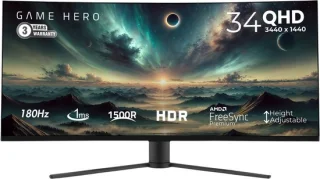 GAME HERO 34 inch QHD Curved Gaming Monitor