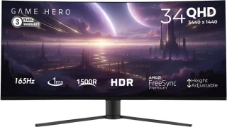 GAME HERO 34 inch Ultrawide Curved Gaming Monitor Zwart